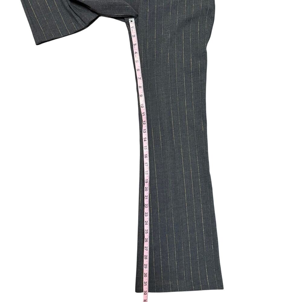 Vintage Y2K Bisou Bisou Gray Low Rise Dress Pants with Gold Pinstripes Size 4 - Picture 3 of 6